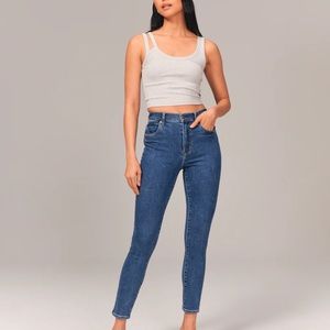 Abercrombie & Fitch Ultra High Rise Super Skinny Jeans in Dark Medium, No Rips